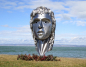 Preview: Big head sculpture wife stainless steel